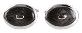 Black Oval Enamel Cufflinks by Dalaco