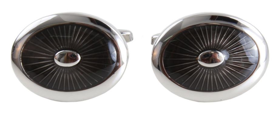 Black Oval Enamel Cufflinks by Dalaco