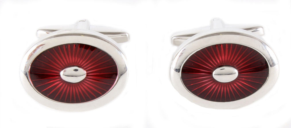Burgundy Enamel Oval Cufflinks by Dalaco