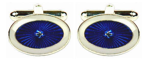 Blue & White Starburst oval cufflinks by Dalaco