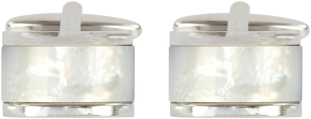 Mother of Pearl Domed Rectangle Cufflinks by Dalaco