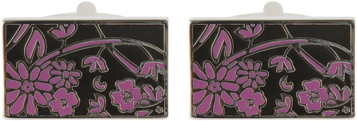 Black & Purple Floral Cufflinks by Dalaco