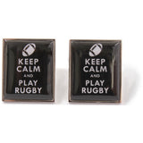 Keep Calm and Play Rugby Cufflinks Black by Dalaco