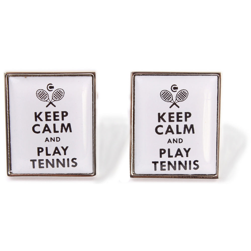 Keep Calm and Play Tennis Cufflinks White by Dalaco