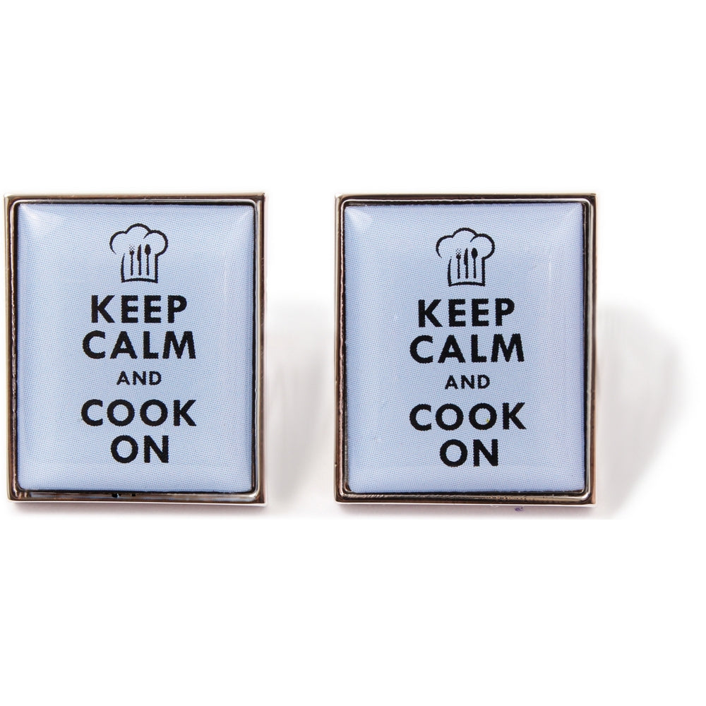 Keep Calm and Cook On Cufflinks Blue by Dalaco