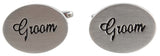Groom Oval Rhodium Wedding Cufflinks by Dalaco