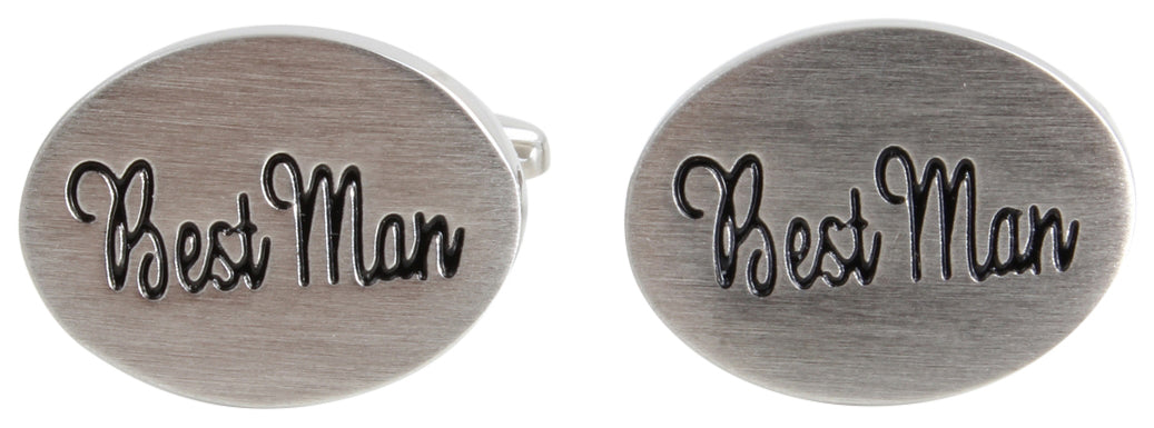 Best Man Oval Rhodium Plate Wedding Cufflinks by Dalaco