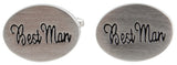 Best Man Oval Rhodium Plate Wedding Cufflinks by Dalaco