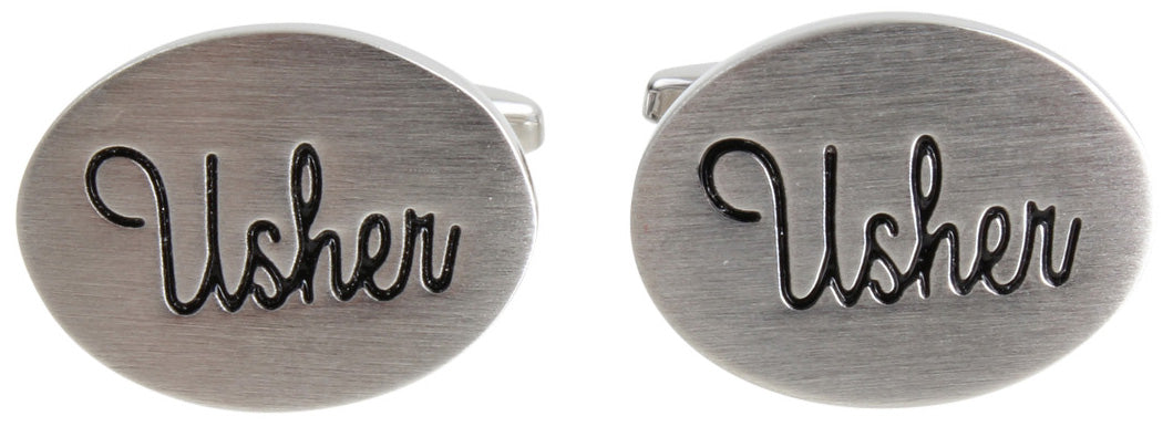 Usher Oval Rhodium Plate Wedding Cufflinks by Dalaco