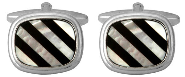 Mother of Pearl & Onyx line Cufflinks by Dalaco