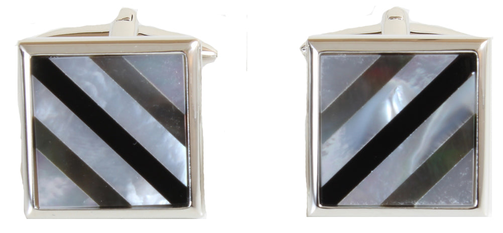 Mother of Pearl & Onyx lined Cufflinks by Dalaco