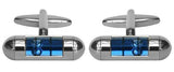 Spirit Level Blue Rhodium Cufflinks by Dalaco