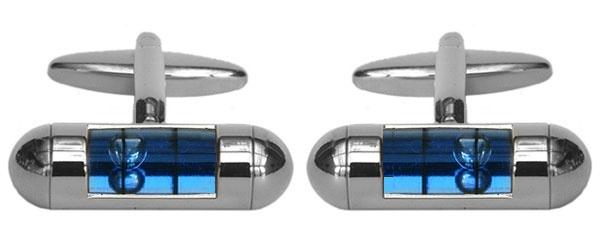 Spirit Level Blue Rhodium Cufflinks by Dalaco