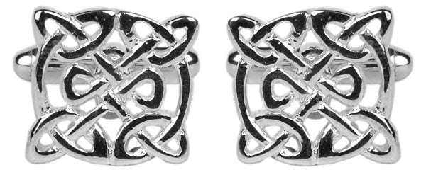 Celtic Round Rhodium Cufflinks by Dalaco