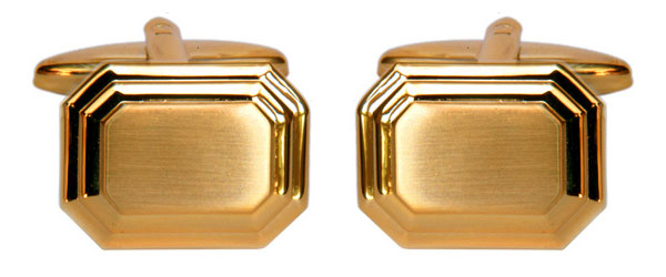 Shiny And Brushed Gold Rectangular Cut Corner Cufflinks by Dalaco