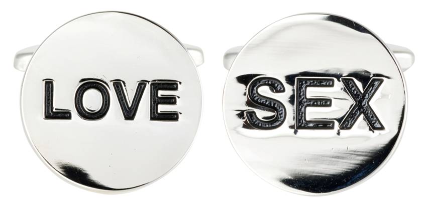 Sex & Love Round Rhodium Cufflinks by Dalaco