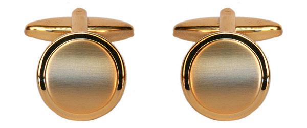 Shiny & Brushed Round Curved Gold Plate Cufflinks by Dalaco