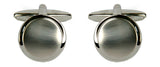 Shiny & Brushed Round Curved Rhodium Cufflinks by Dalaco
