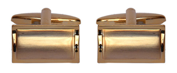 Shiny & Brushed Rectangular Curved Gold Plate Cufflinks by Dalaco