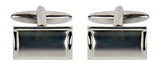 Shiny & Brushed Rectangular Curved Rhodium Cufflinks by Dalaco
