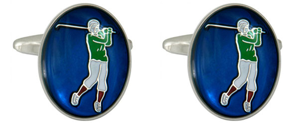 Golfer oval Enamel Cufflink by Dalaco