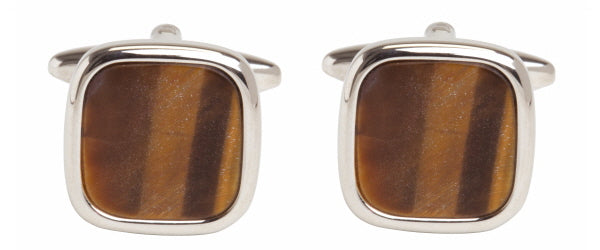 Tigers Eye Cushion Cufflink by Dalaco