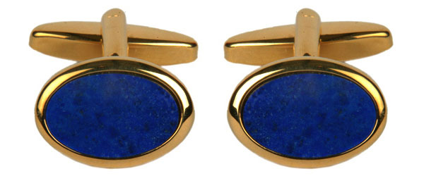 Lapis Lazuli Oval Gold Plated Cufflinks by Dalaco