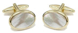 Mother of Pearl Oval Gold Plated Cufflinks by Dalaco