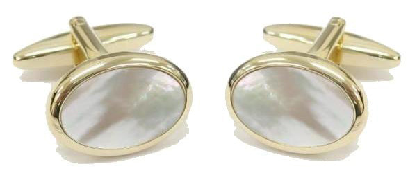 Mother of Pearl Oval Gold Plated Cufflinks by Dalaco
