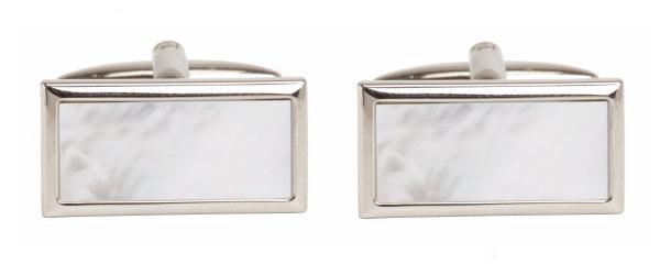 Mother of Pearl rectangle rhodium cufflinks by Dalaco