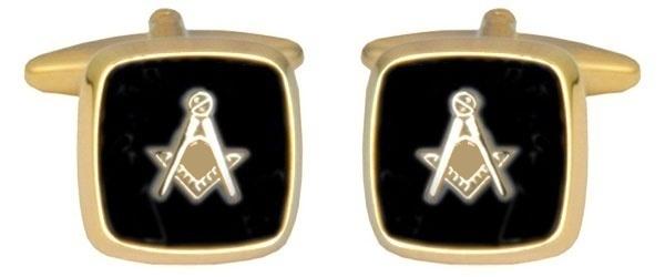 Onyx Embossed Masonic Cufflinks in Gold Plate by Dalaco
