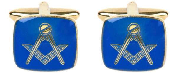 Masonic Cushion Blue Enamel Cufflinks by Dalaco