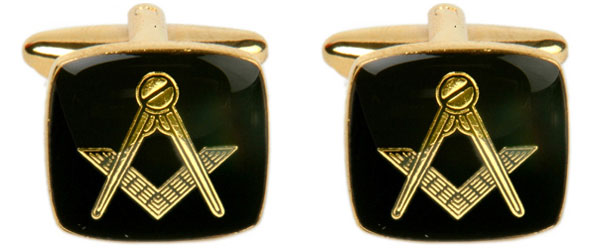 Masonic Cushion Black Enamel Cufflinks by Dalaco