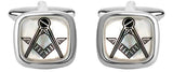 Masonic Mother of Pearl Cushion Rhodium Cufflinks by Dalaco