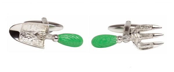 Gardeners Fork & Trowel Rhodium Plated Cufflinks by Dalaco