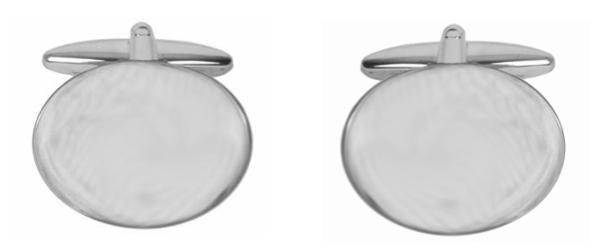Oval large flat plain rhodium plated cufflinks by Dalaco