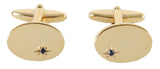 Oval Sapphire Star Set Gold Plated Cufflinks by Dalaco