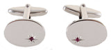 Oval Ruby Star Set Silver Plated Cufflinks by Dalaco