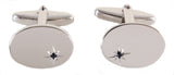 Oval Sapphire Star Set Silver plated Cufflinks by Dalaco