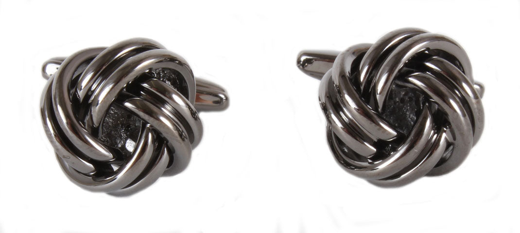 Large Open Rounded Section Gunmetal Knot Cufflinks by Dalaco