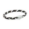 Browns & White Leather Bracelet Steel Magnet Clasp by Dalaco