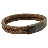 Double Brown Bracelet & Black Clasp by Dalaco