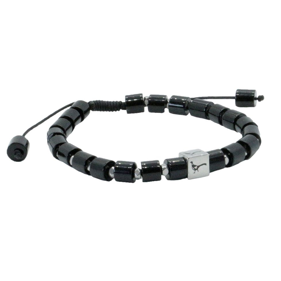 Pheasant Bead Adjustable Black Agate Bracelet by Dalaco