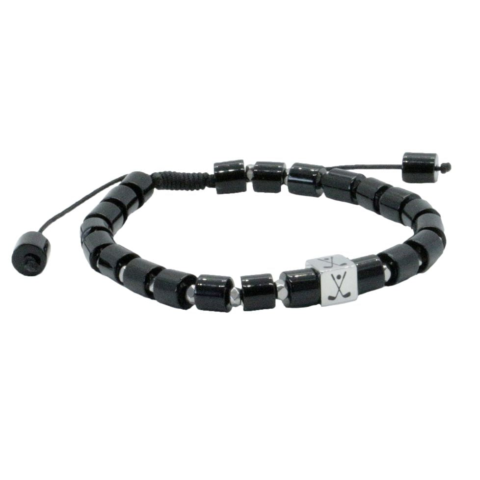 Golf Bead Adjustable Black Agate Bracelet by Dalaco