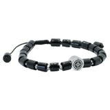 Compass Bead Adjustable Black Agate Bracelet by Dalaco