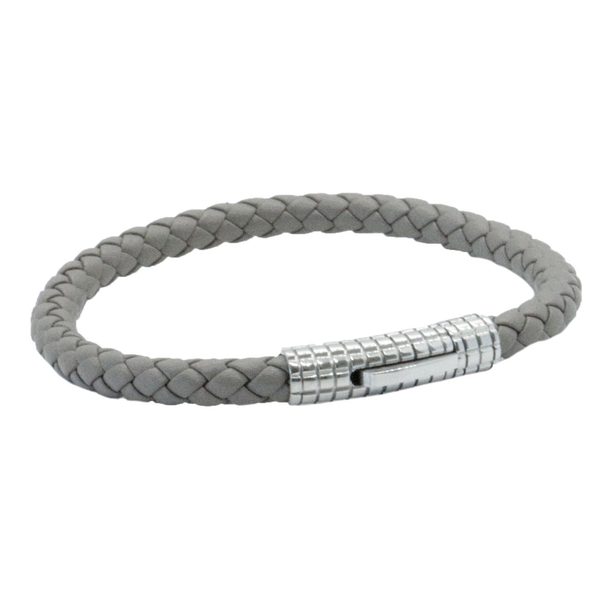 Taupe Leather Bracelet with Black Ribbed Clasp by Dalaco