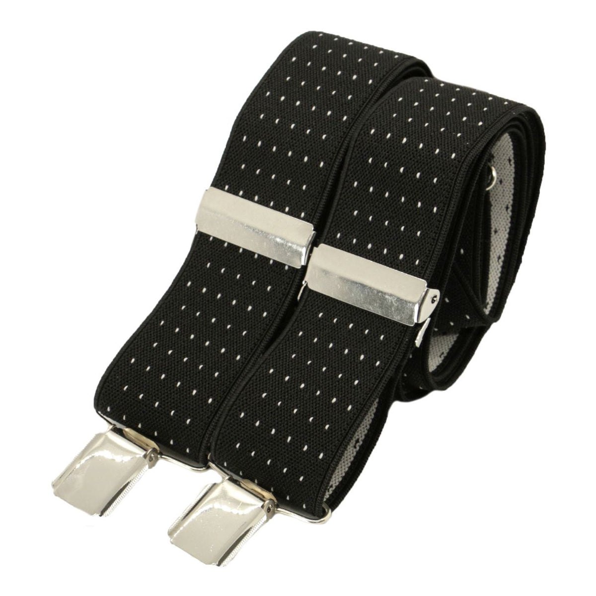 Black Pin Dot 35mm silver clip braces CN by Dalaco