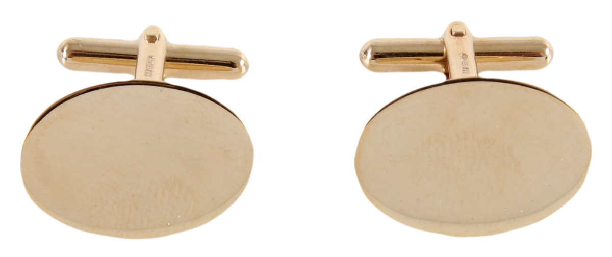 9ct GOLD Plain Oval Cufflinks by Dalaco