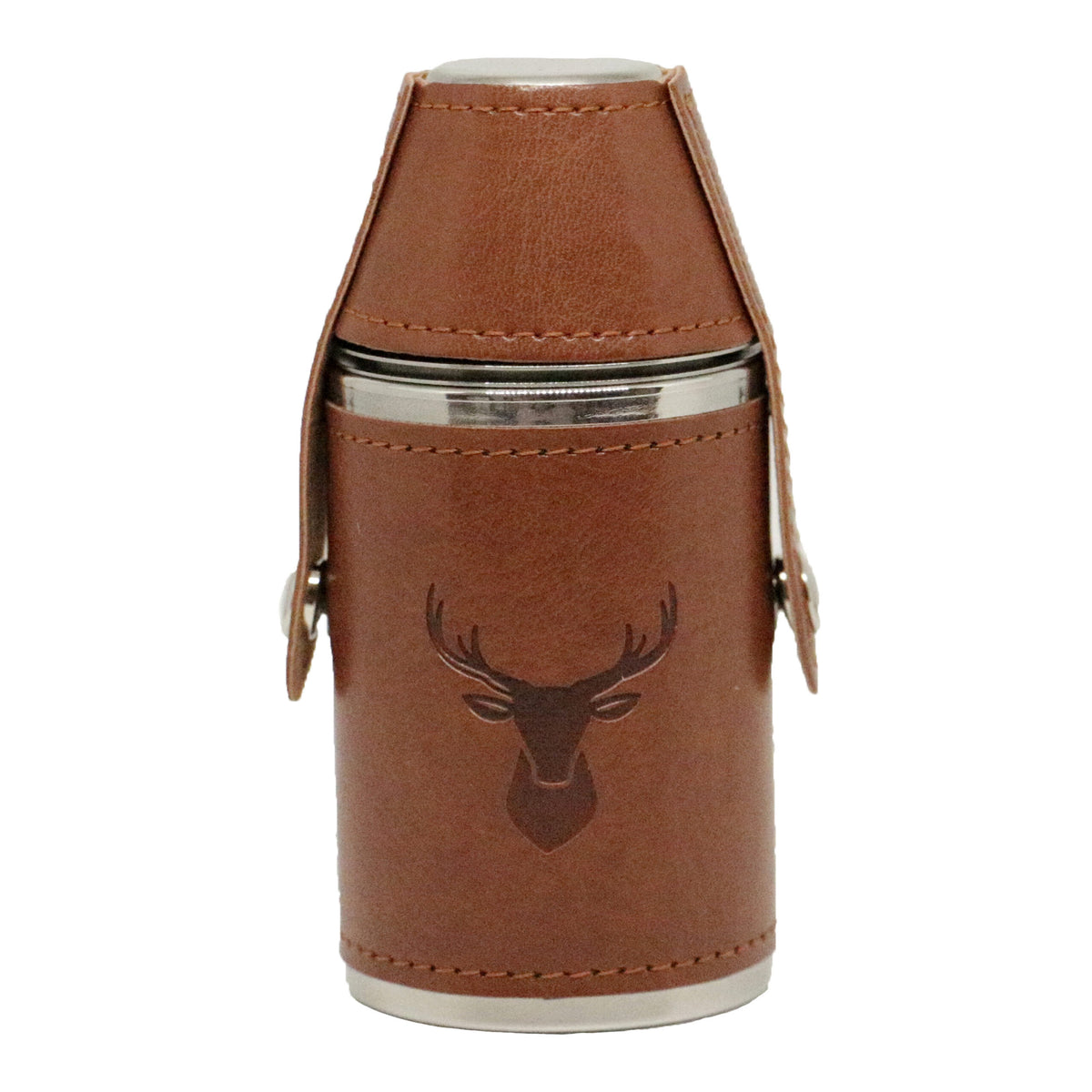 Stag Hip Flask Hunter Design Shiny Stainless Steel 6oz by Dalaco