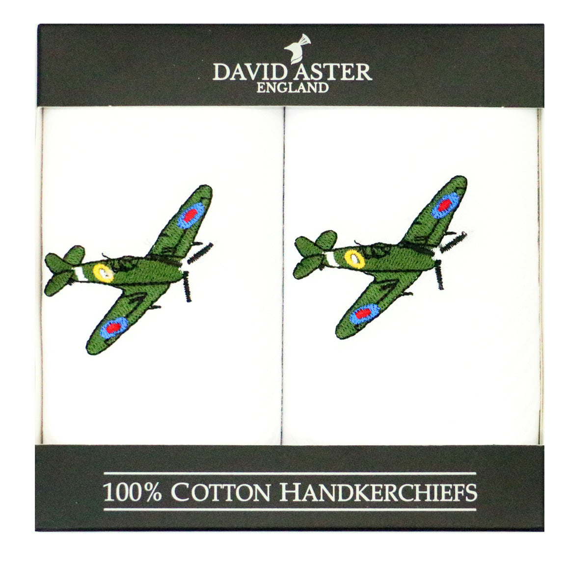 Spitfire Embroidered White Cotton Handkerchief by Dalaco
